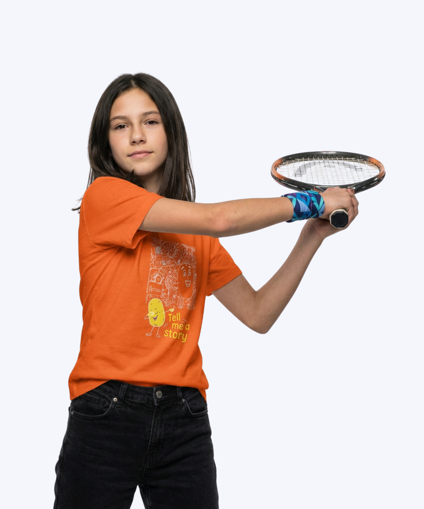 Doodle Tee In Sunset Orange