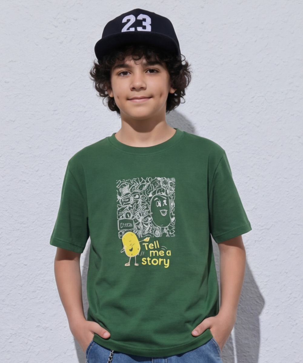 Doodle Tee In Leafy Green