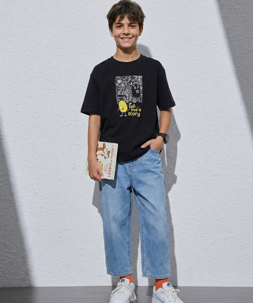 Doodle Tee In Deep Black