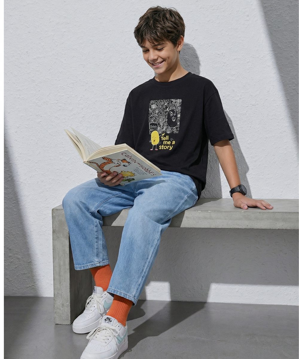 Doodle Tee In Deep Black