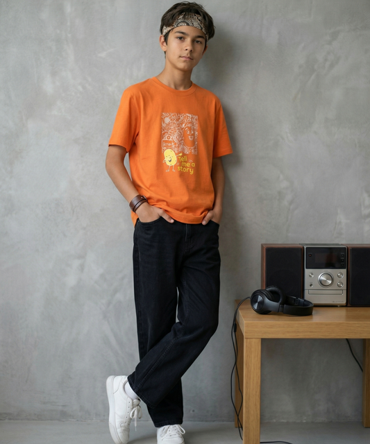 Doodle Tee In Sunset Orange