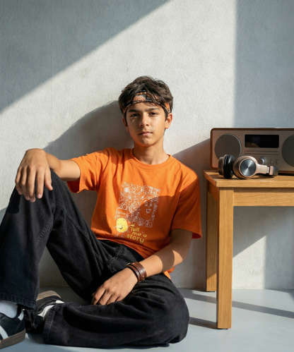 Doodle Tee In Sunset Orange