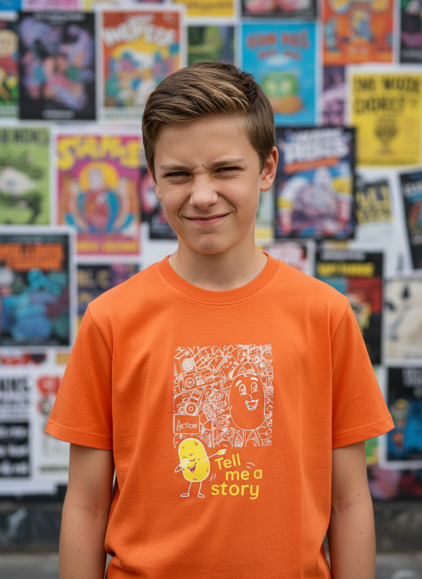 Doodle Tee In Sunset Orange