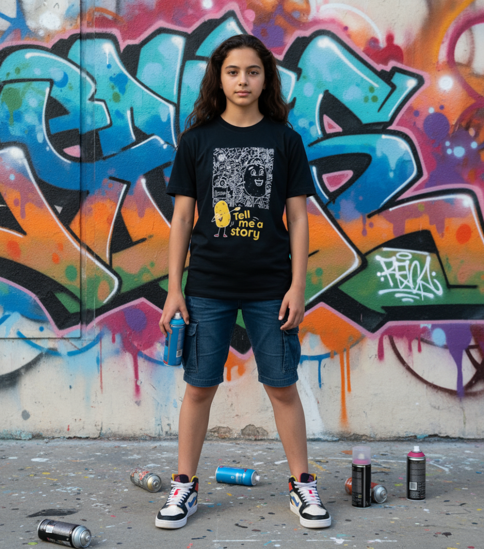 Doodle Tee In Deep Black